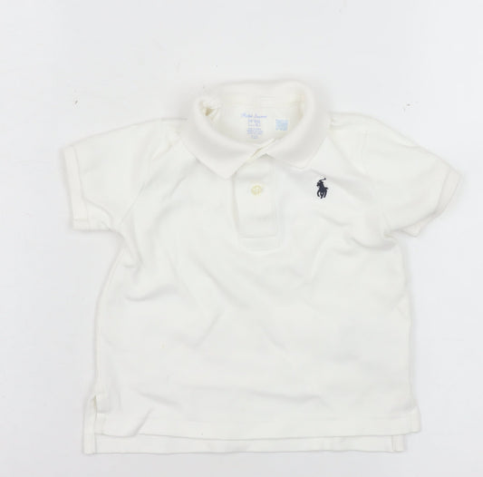 Ralph Lauren White Unisex Baby Polo T-Shirt 12 Months Cotton Short Sleeve