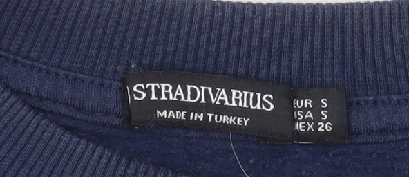 Unisex Adults UK Size S Stradivarius Blue Pullover Sweatshirt