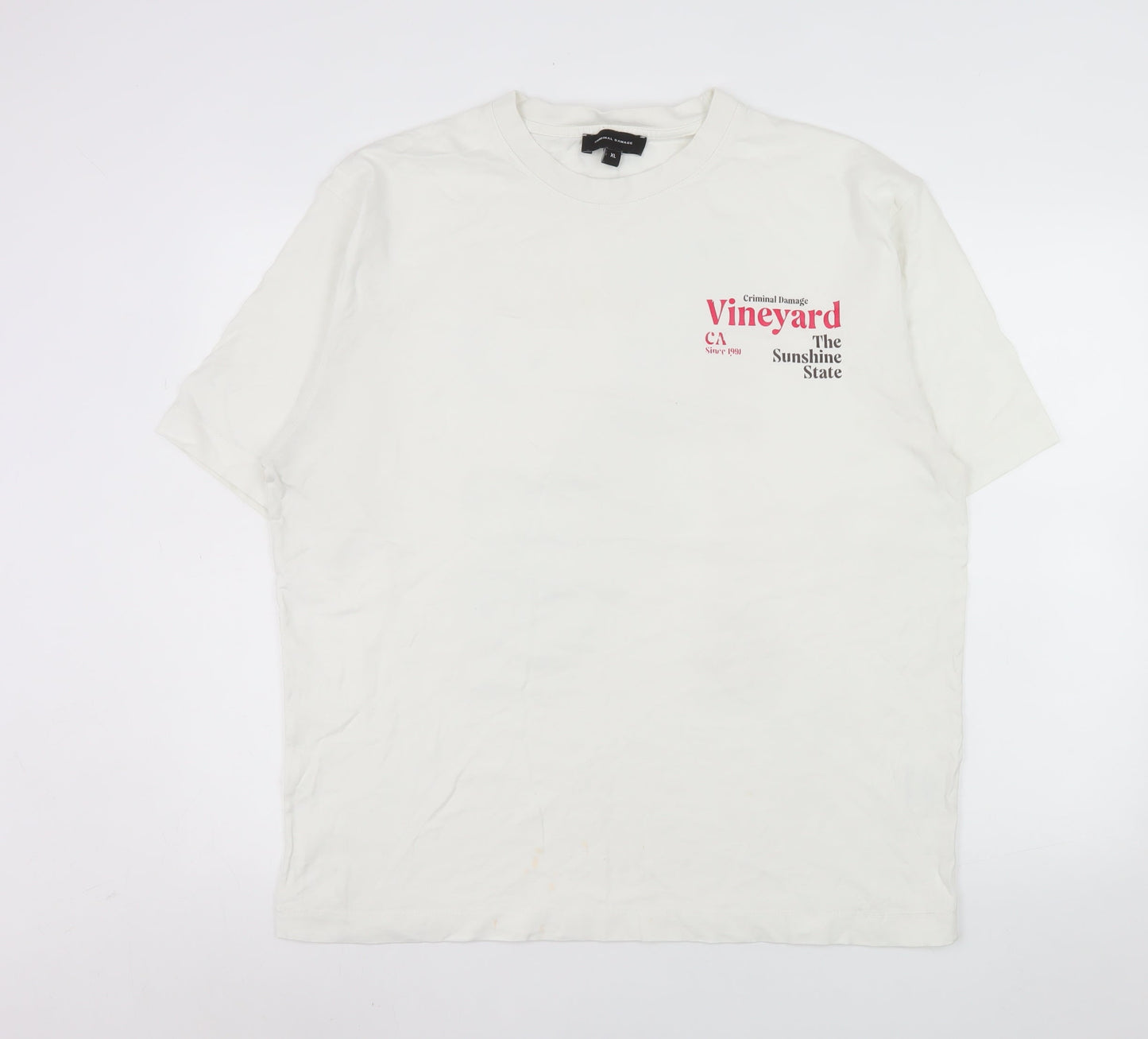 Mens UK Size XL Criminal Damage White  T-Shirt