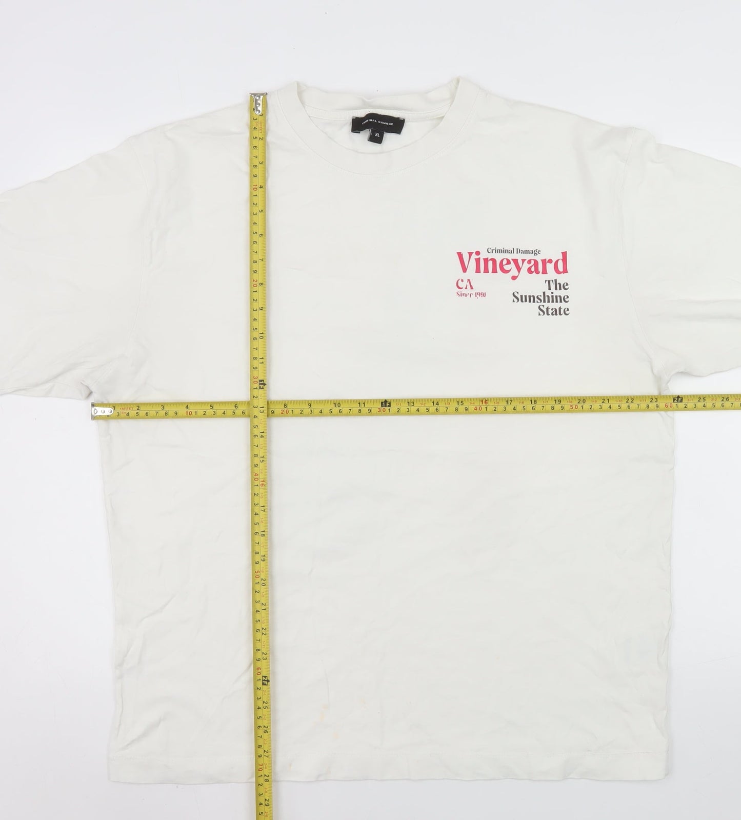 Mens UK Size XL Criminal Damage White  T-Shirt