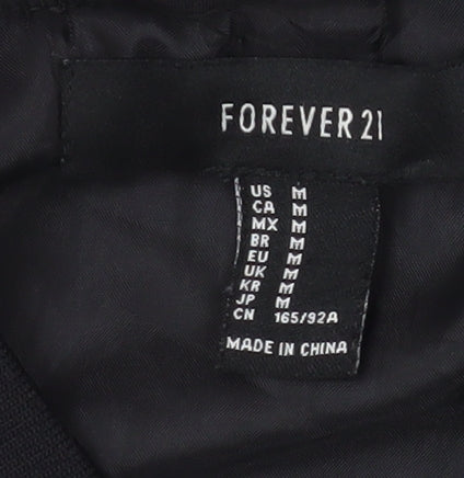 Mens UK Size M FOREVER 21 Black Bomber Jacket