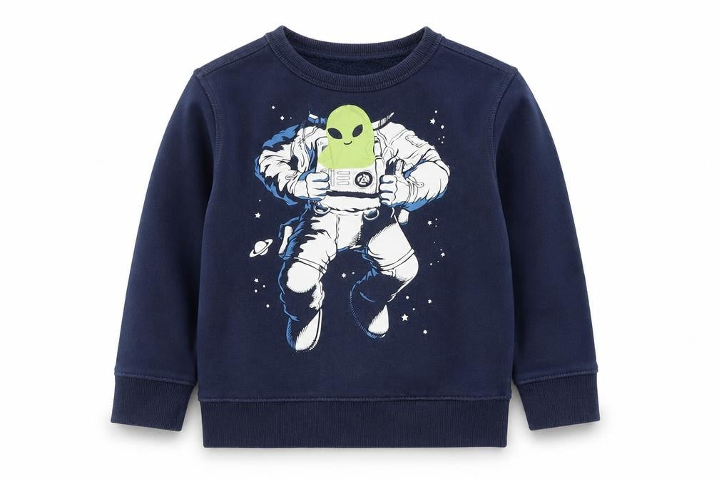 Gap Boys Blue Space Alien Astronaut Pullover Sweatshirt 5 Years Fleece