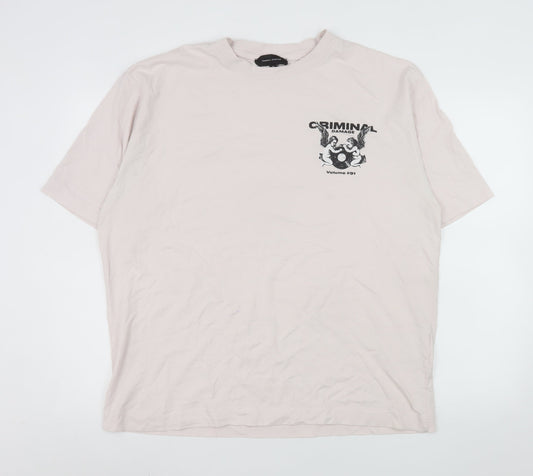 Mens UK Size XL Criminal Damage Beige  T-Shirt