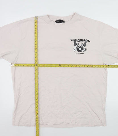 Mens UK Size XL Criminal Damage Beige  T-Shirt