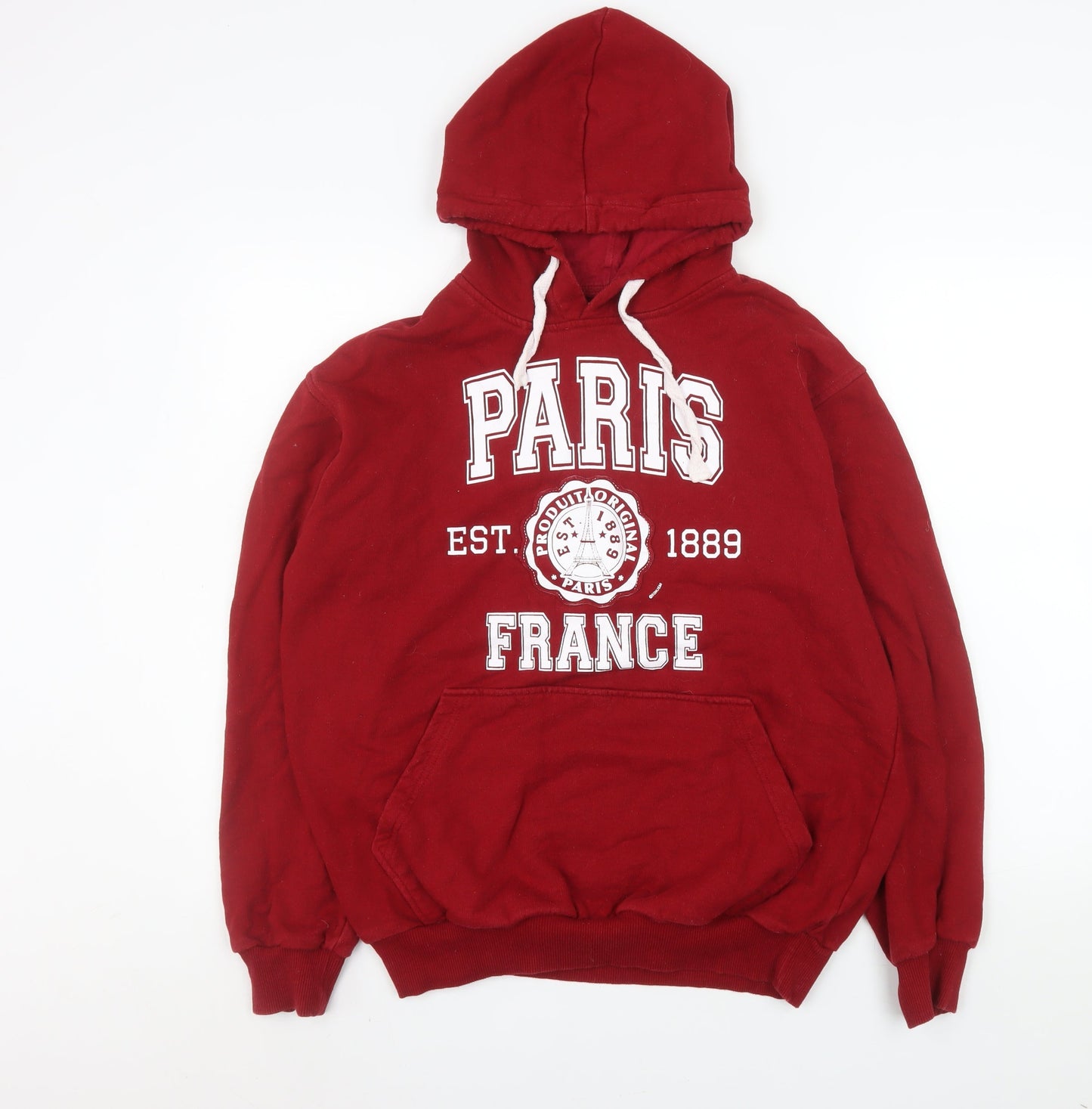 Mens UK Size L Paris Produit Original Red Pullover Hoodie