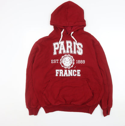 Mens UK Size L Paris Produit Original Red Pullover Hoodie