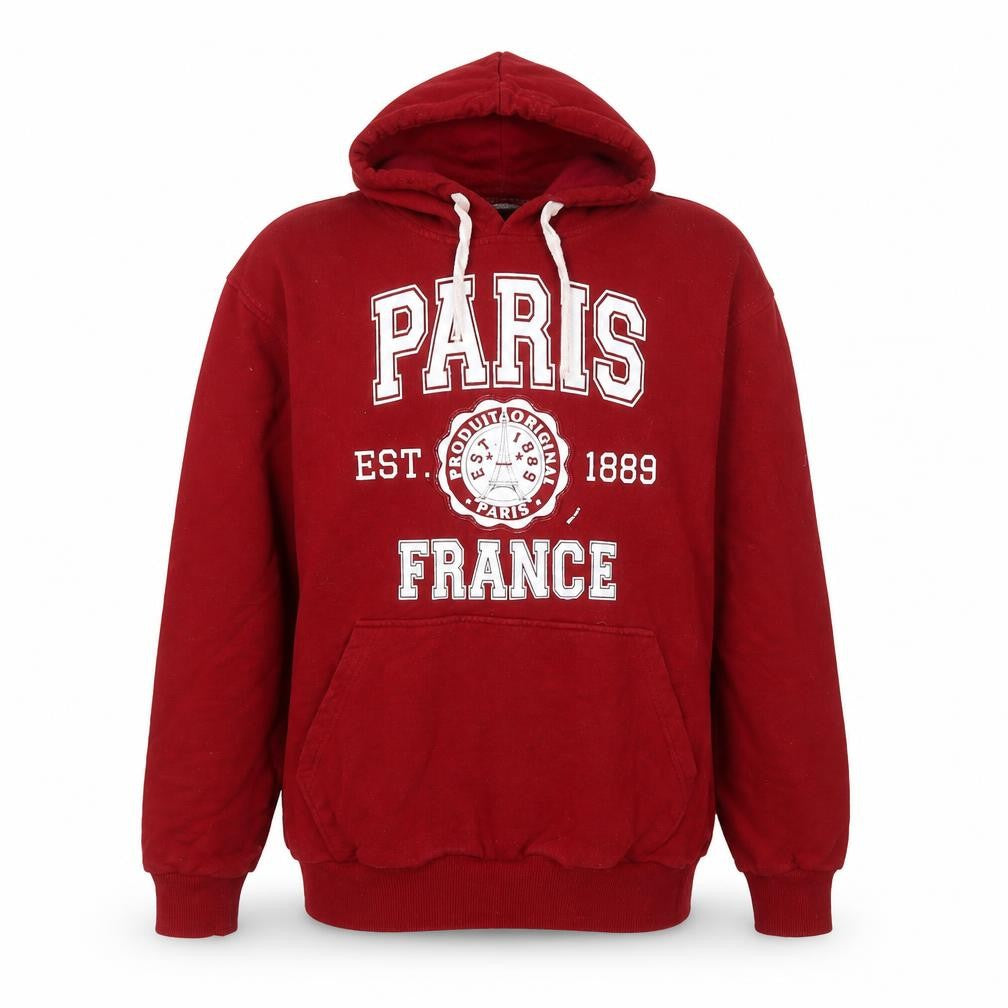 Mens UK Size L Paris Produit Original Red Pullover Hoodie
