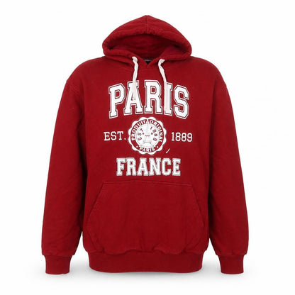 Mens UK Size L Paris Produit Original Red Pullover Hoodie