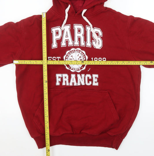 Mens UK Size L Paris Produit Original Red Pullover Hoodie