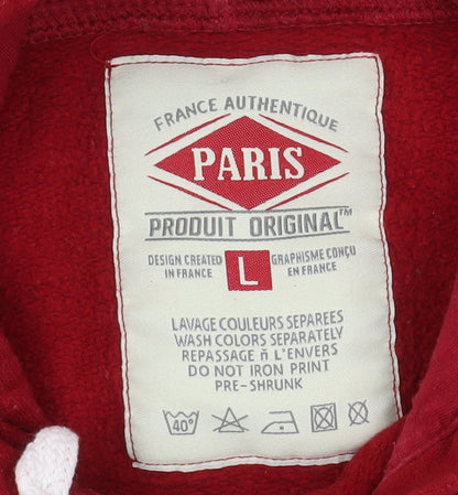 Mens UK Size L Paris Produit Original Red Pullover Hoodie