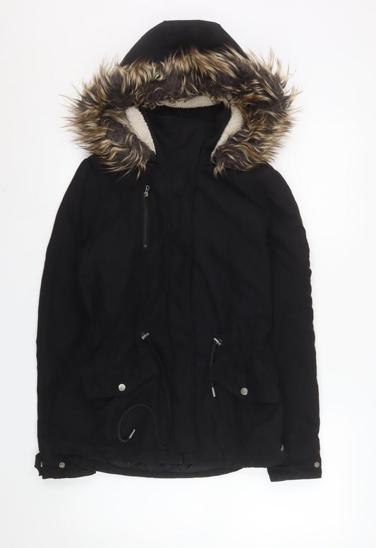 Womens UK Size XS Only Black Parka Coat