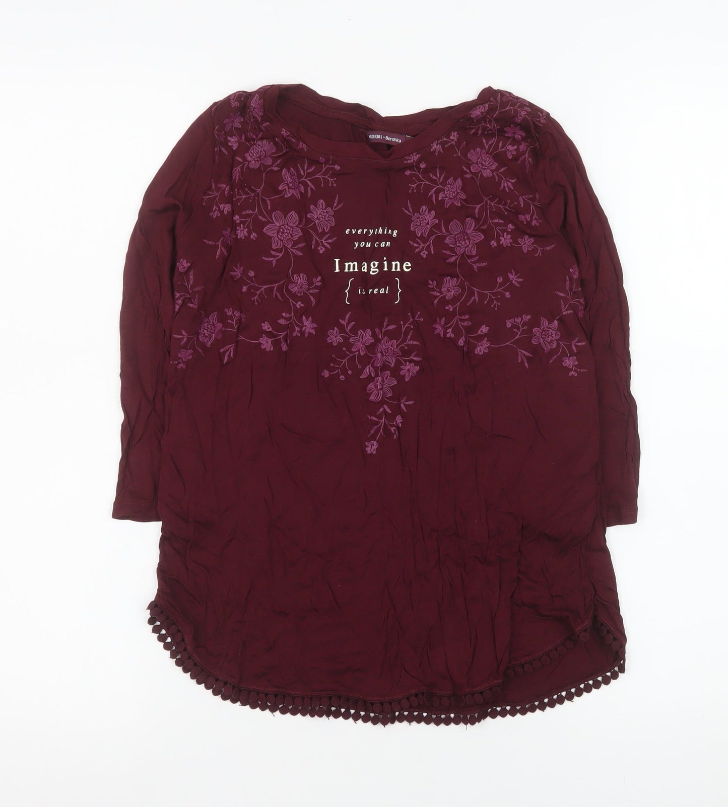 Womens UK Size S Bershka Red Tunic Blouse