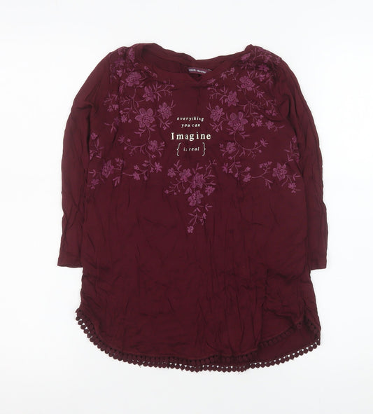 Womens UK Size S Bershka Red Tunic Blouse