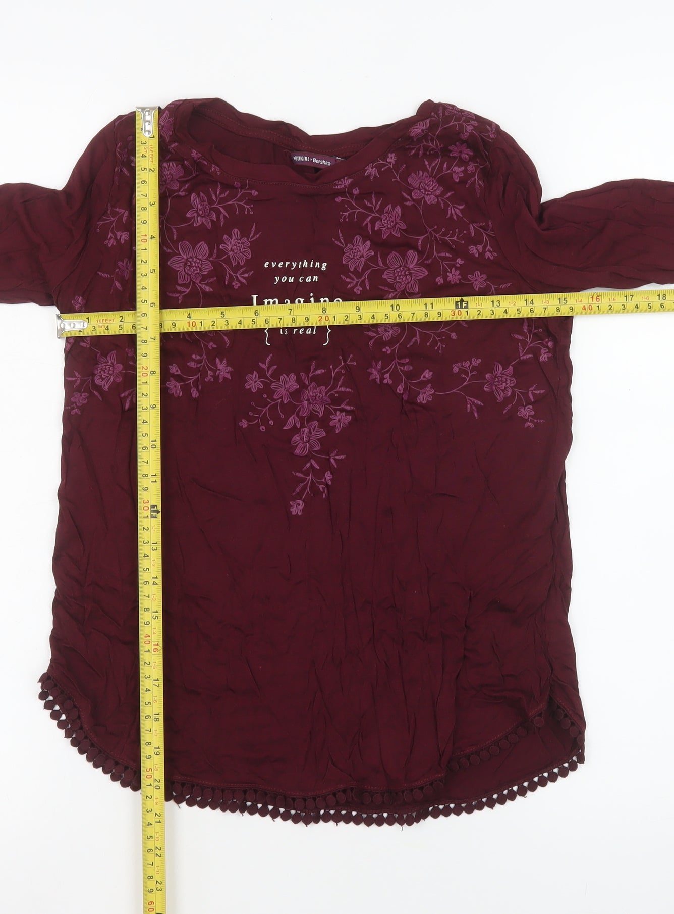 Womens UK Size S Bershka Red Tunic Blouse