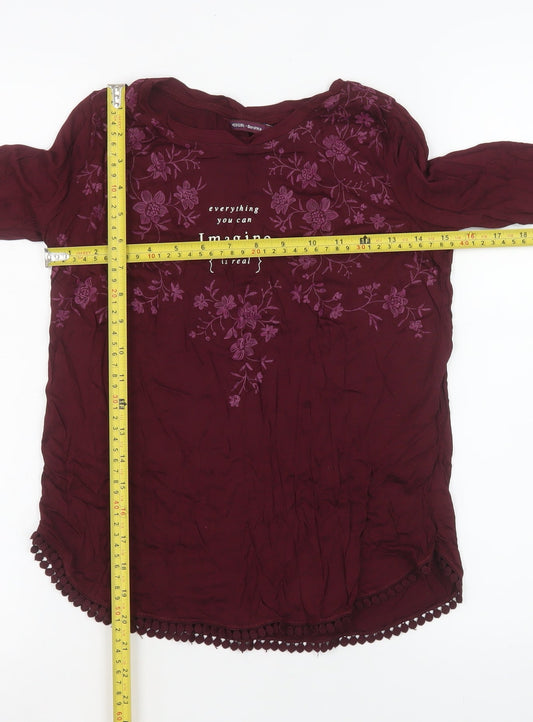 Womens UK Size S Bershka Red Tunic Blouse