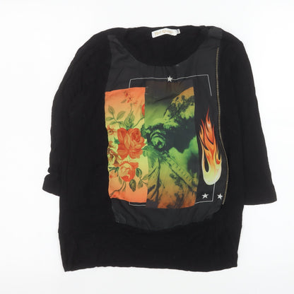 Womens UK Size S Red Queen Black Basic T-Shirt
