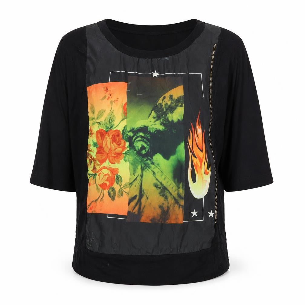 Womens UK Size S Red Queen Black Basic T-Shirt