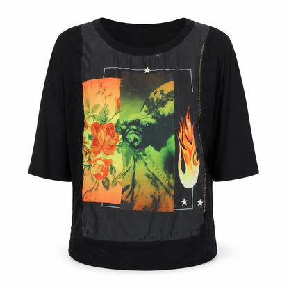 Womens UK Size S Red Queen Black Basic T-Shirt