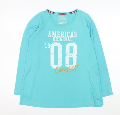 Womens UK Size L Converse Blue Basic T-Shirt