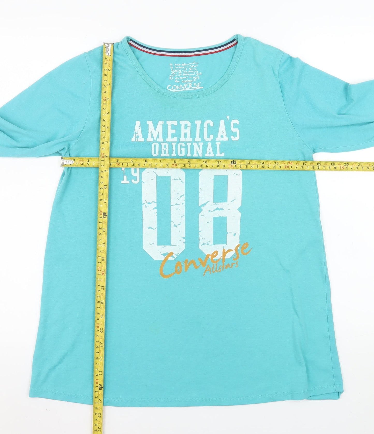 Womens UK Size L Converse Blue Basic T-Shirt