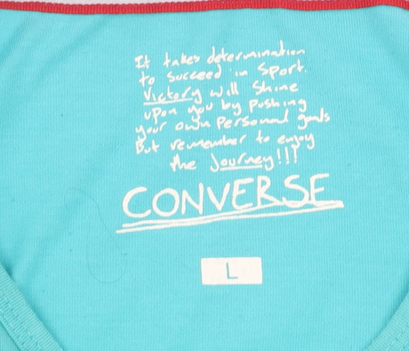 Womens UK Size L Converse Blue Basic T-Shirt