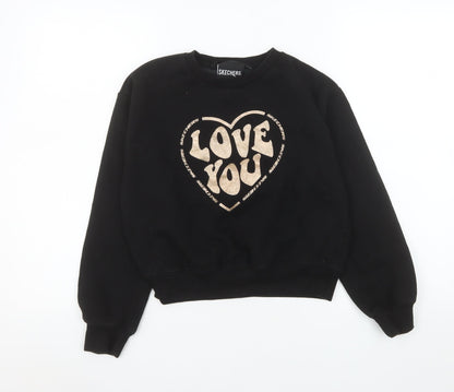 Skechers Girls Black Love You Graphic Pullover Sweatshirt 12-13 Years