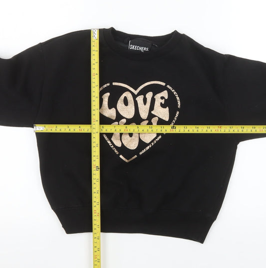 Skechers Girls Black Love You Graphic Pullover Sweatshirt 12-13 Years