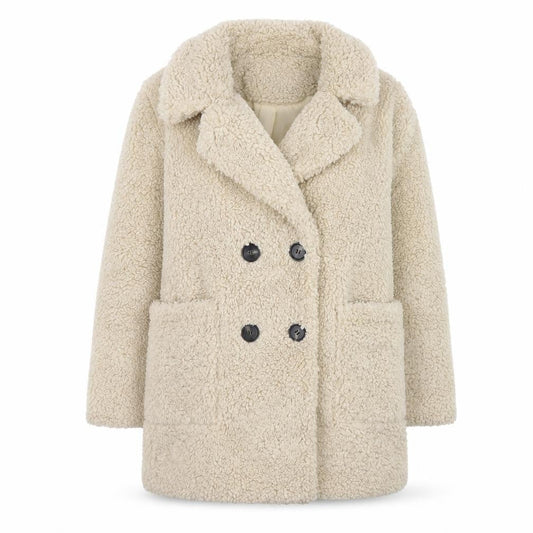 Next Women’s Beige Teddy Pea Coat Size 8 Lined Polyester Winter