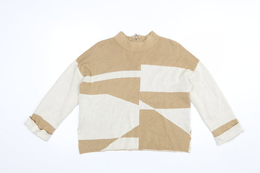 Womens UK Size S FOIL Beige Pullover Jumper