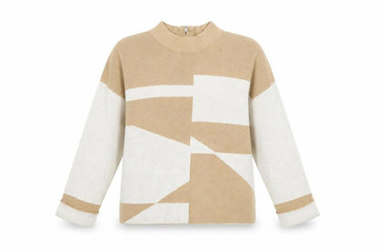 Womens UK Size S FOIL Beige Pullover Jumper