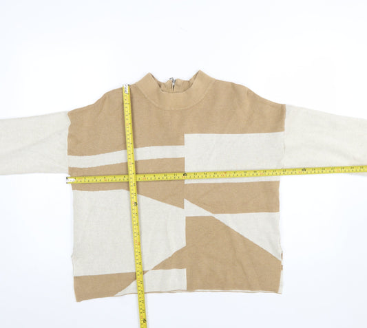 Womens UK Size S FOIL Beige Pullover Jumper