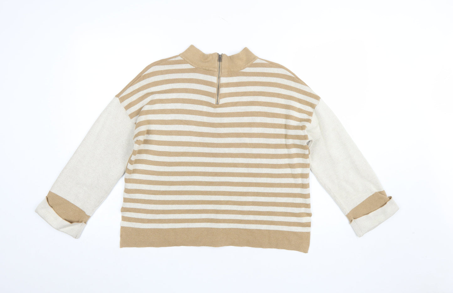 Womens UK Size S FOIL Beige Pullover Jumper