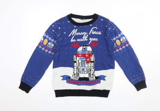 Star Wars Boys Blue Christmas Jumper 12 Years R2-D2 Galaxy Greetings Tu
