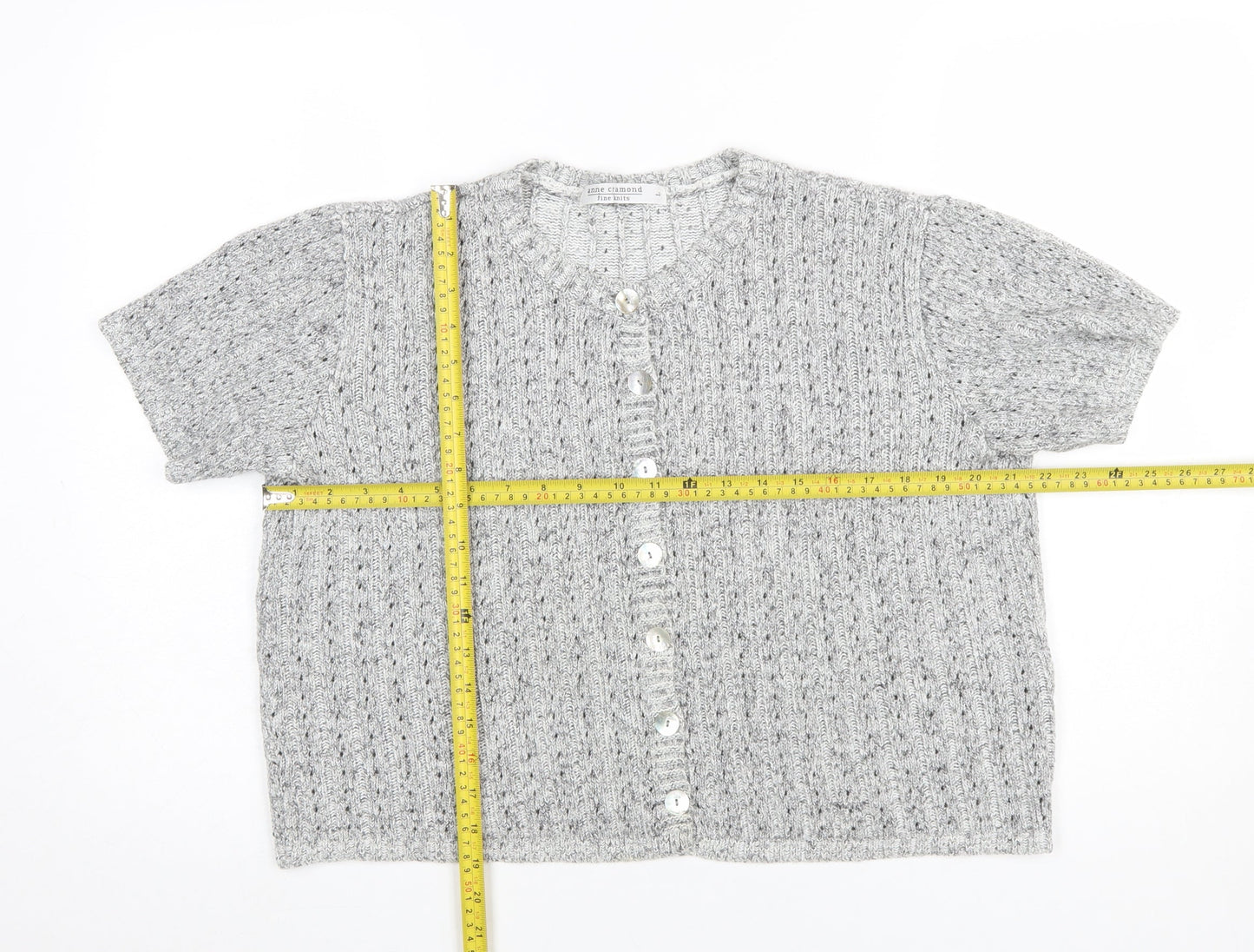 Womens UK Size L Anne Cramond Grey Cardigan Jumper