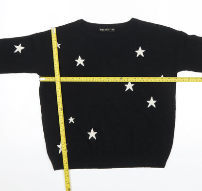 WHY NOT Women’s Black Star Sequin Pullover Jumper One Size