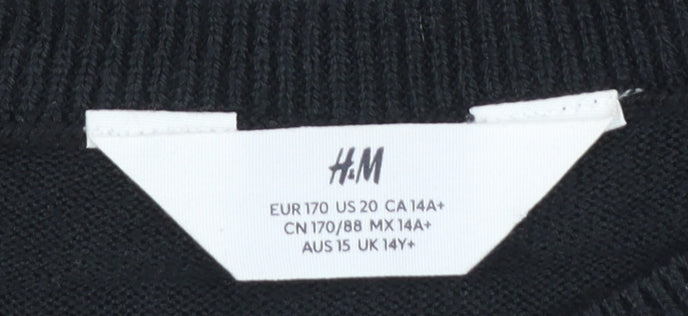 Girls UK Size 14 Years H&M Black Pullover Jumper