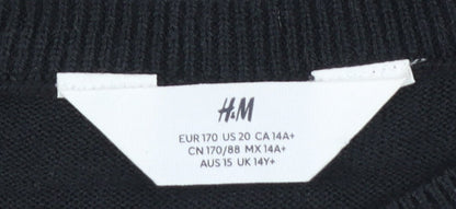 Girls UK Size 14 Years H&M Black Pullover Jumper