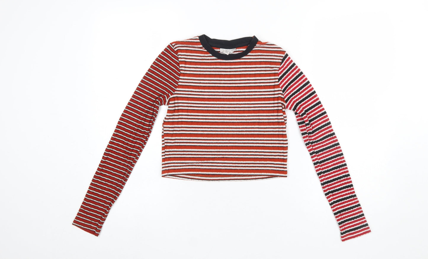 Womens UK Size 8 Topshop Red Cropped T-Shirt