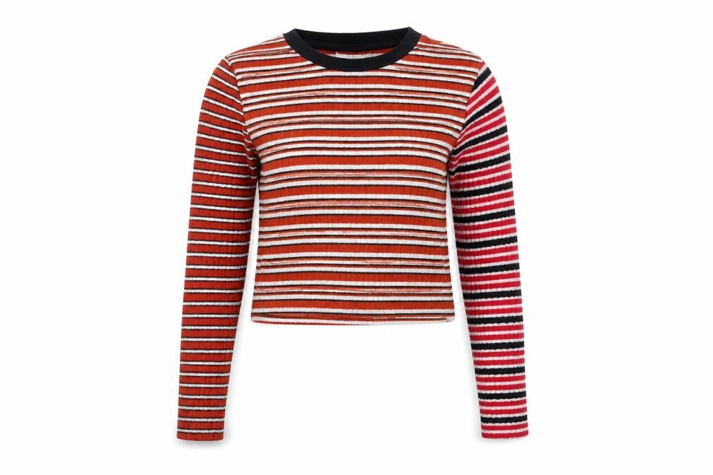 Womens UK Size 8 Topshop Red Cropped T-Shirt
