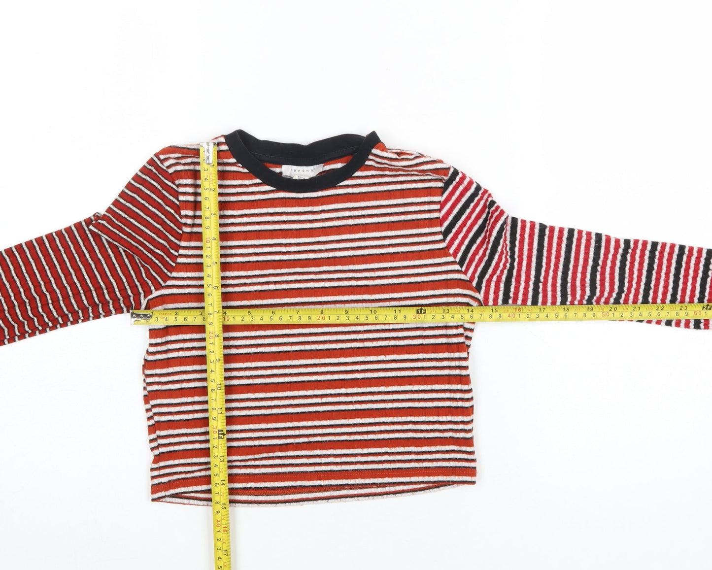 Womens UK Size 8 Topshop Red Cropped T-Shirt