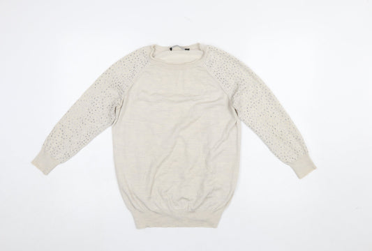 Womens UK Size 10 Karen Millen Beige Pullover Jumper