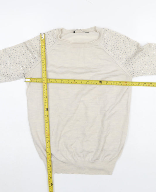 Womens UK Size 10 Karen Millen Beige Pullover Jumper