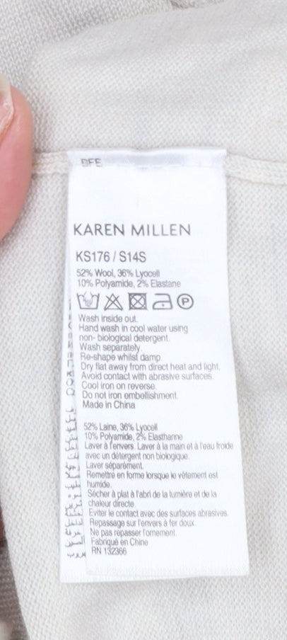 Womens UK Size 10 Karen Millen Beige Pullover Jumper