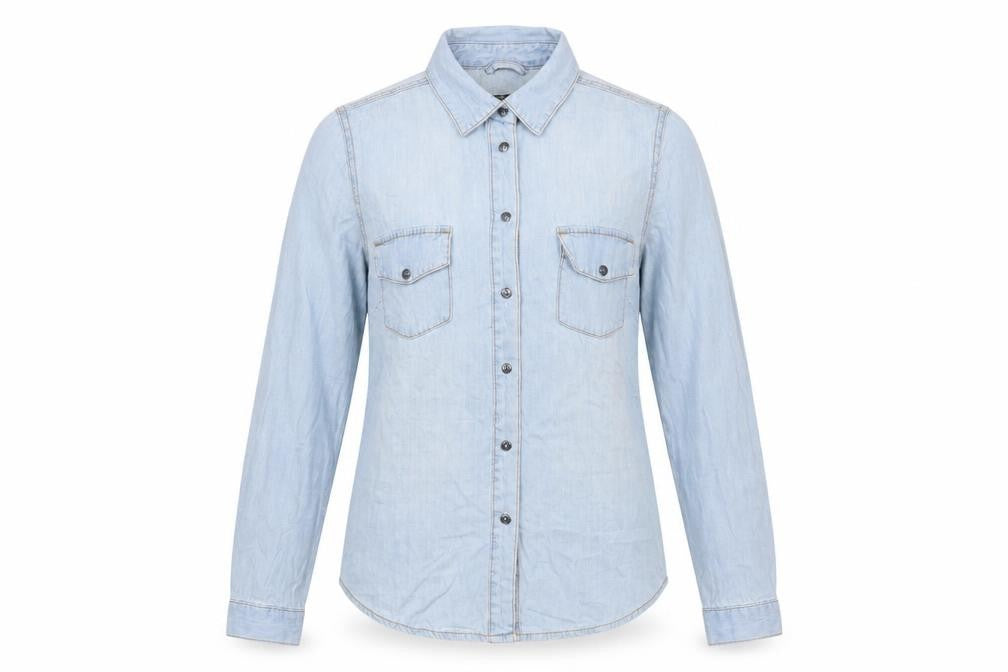 Womens UK Size 12 YES YES Blue Basic Button-Up