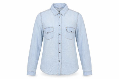Womens UK Size 12 YES YES Blue Basic Button-Up