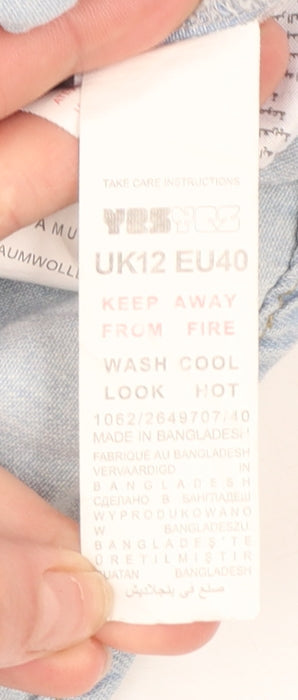 Womens UK Size 12 YES YES Blue Basic Button-Up