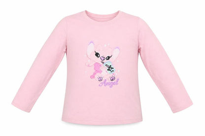 Disney Stitch Girls Pink Long Sleeve Nightshirt 6-7 Years 100% Polyester