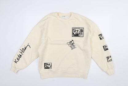 Womens UK Size 2XS Primark Beige Pullover Sweatshirt