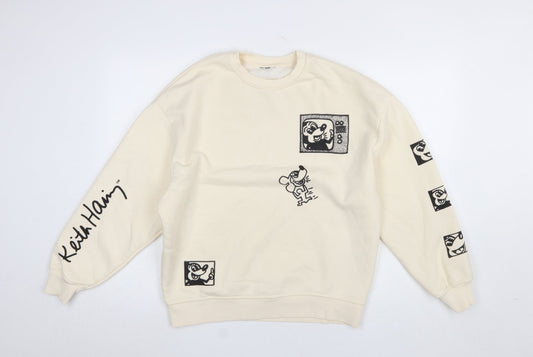 Womens UK Size 2XS Primark Beige Pullover Sweatshirt