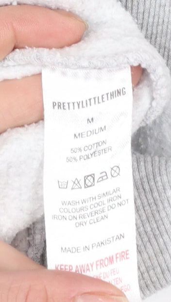 Womens UK Size M PRETTYLITTLETHING Grey Pullover Hoodie